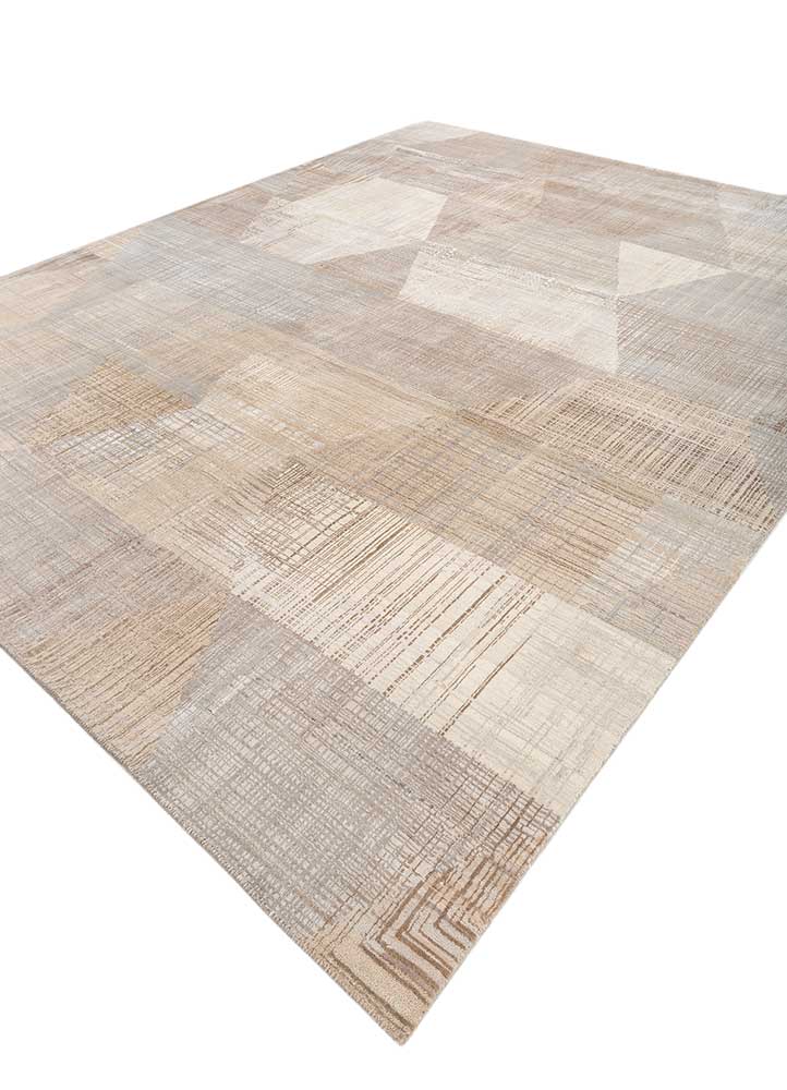 unstring by kavi grey and black wool and bamboo silk Hand Knotted Rug - FloorShot