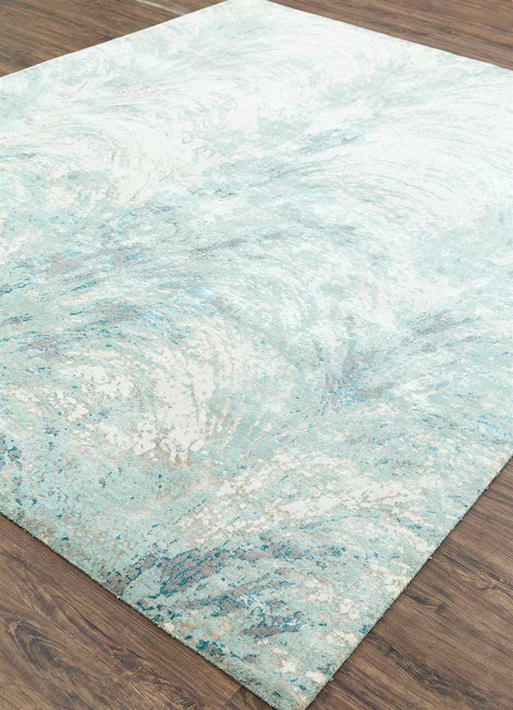 tattvam blue wool and bamboo silk Hand Knotted Rug - FloorShot