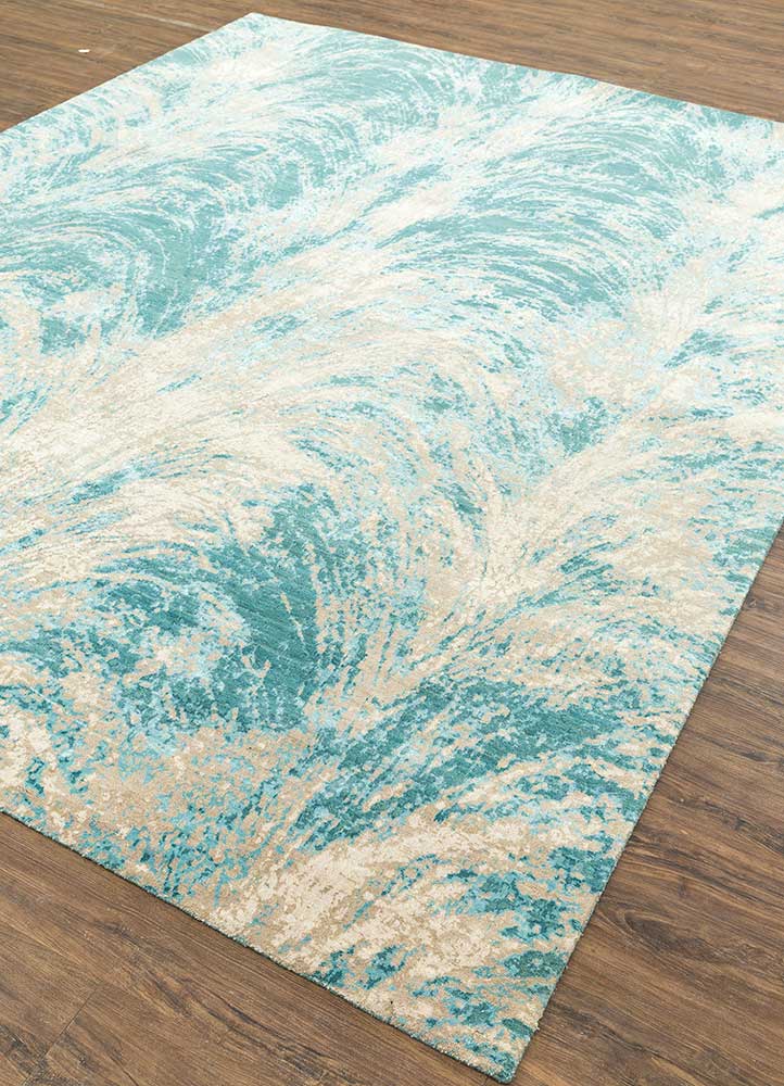 tattvam blue wool and bamboo silk Hand Knotted Rug - FloorShot