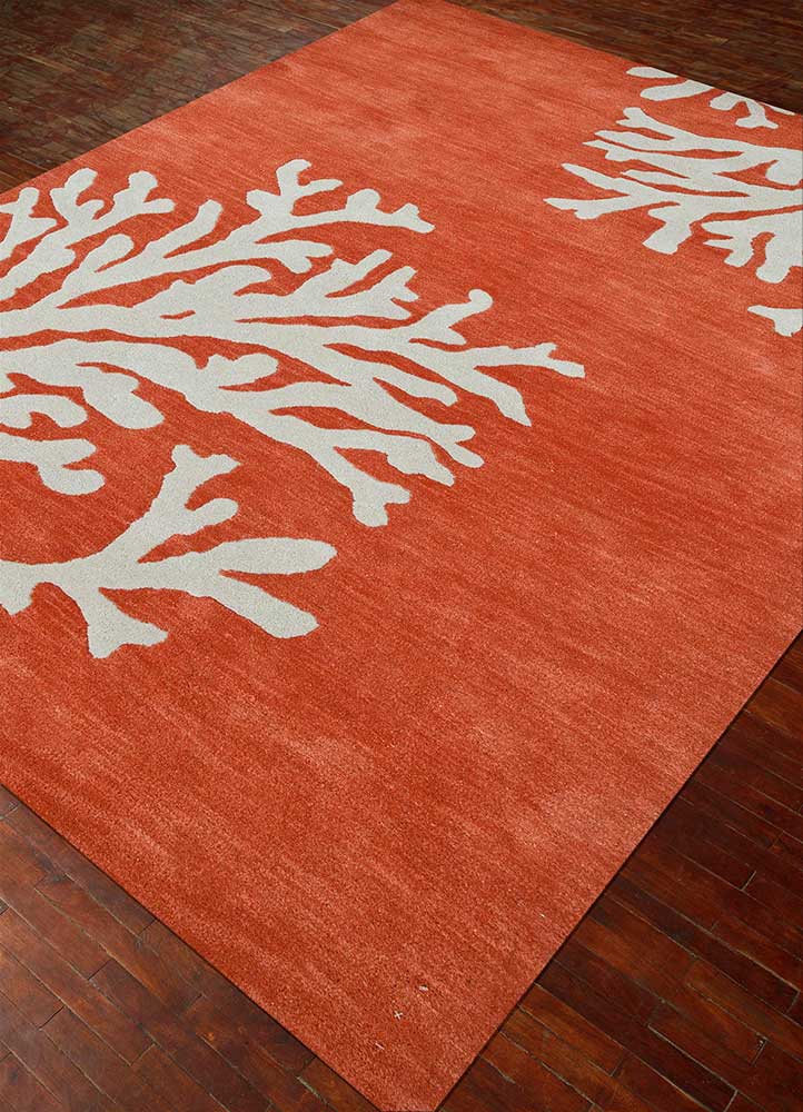 roar red and orange wool Hand Tufted Rug - FloorShot