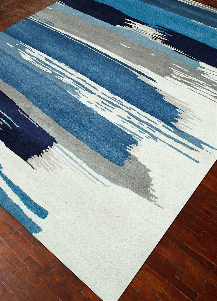 en casa by luli sanchez blue wool Hand Tufted Rug - FloorShot en casa by luli sanchez blue wool Hand Tufted Rug - FloorShot