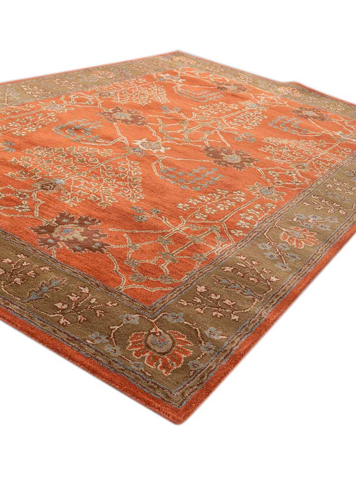 kasbah red and orange wool Hand Tufted Rug - FloorShot