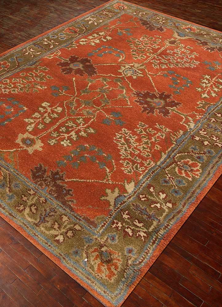 kasbah red and orange wool Hand Tufted Rug - FloorShot