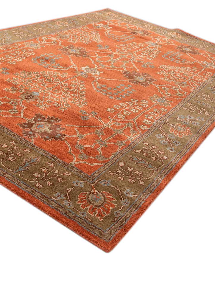 kasbah red and orange wool Hand Tufted Rug - FloorShot