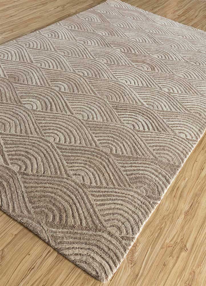 pathways beige and brown wool Hand Tufted Rug - FloorShot