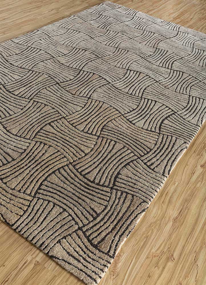 pathways beige and brown wool Hand Tufted Rug - FloorShot