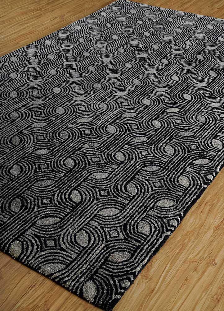 pathways grey and black wool Hand Tufted Rug - FloorShot