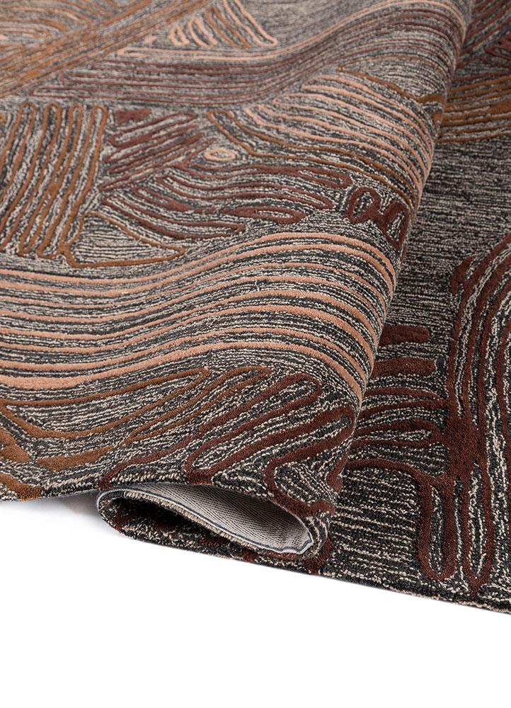 pathways beige and brown wool Hand Tufted Rug - FloorShot
