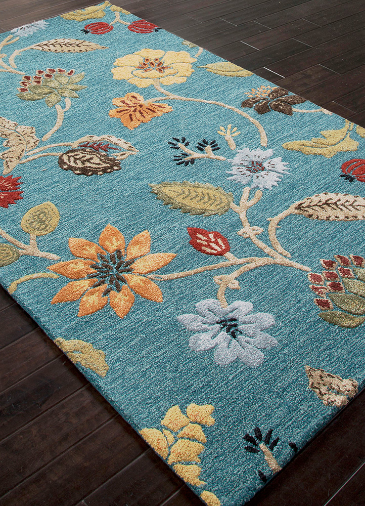 hacienda blue wool and viscose Hand Tufted Rug - FloorShot