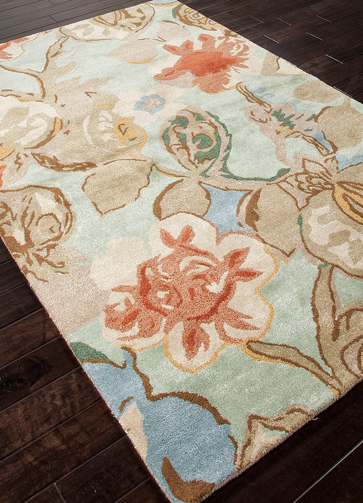 hacienda green wool and viscose Hand Tufted Rug - FloorShot