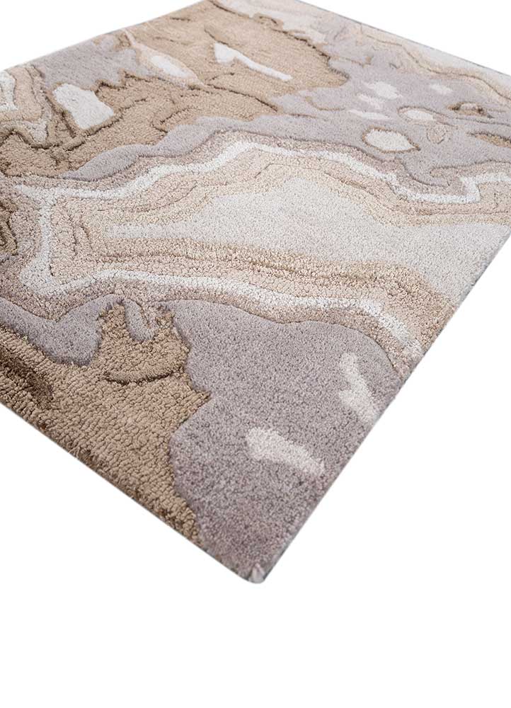 aprezo beige and brown wool and viscose Hand Tufted Rug - FloorShot