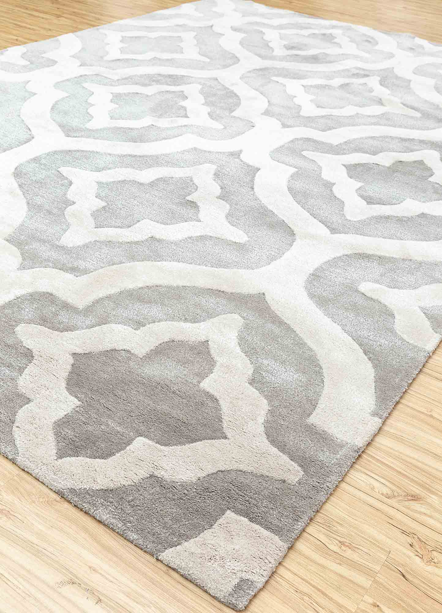 contour grey and black wool and viscose Hand Tufted Rug - FloorShot