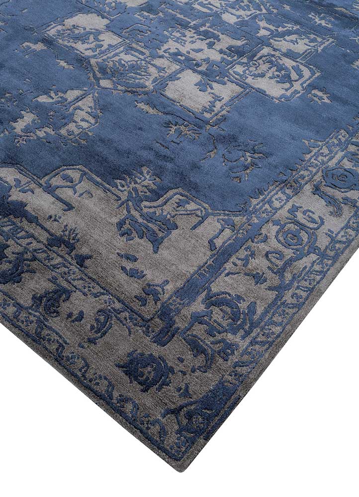 mythos blue wool and viscose Hand Tufted Rug - FloorShot