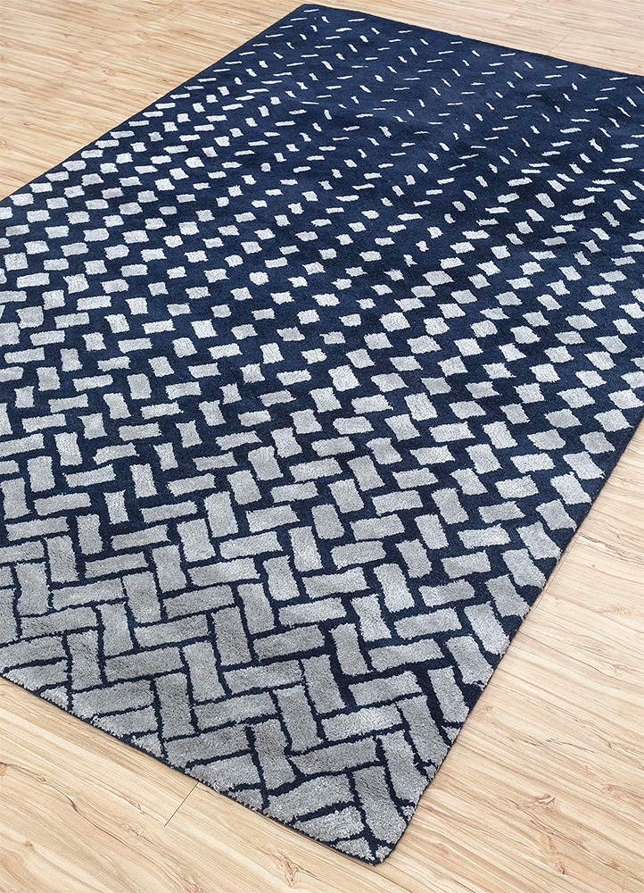 contour grey and black wool and viscose Hand Tufted Rug - FloorShot