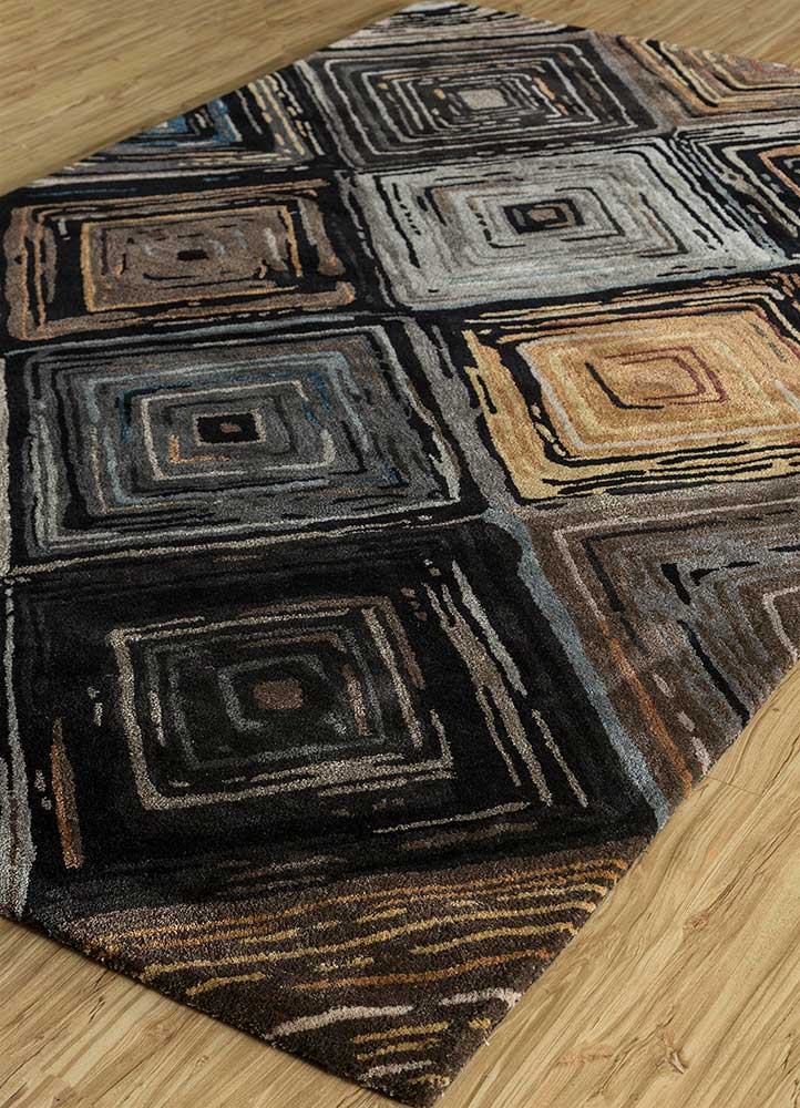 genesis grey and black wool and viscose Hand Tufted Rug - FloorShot