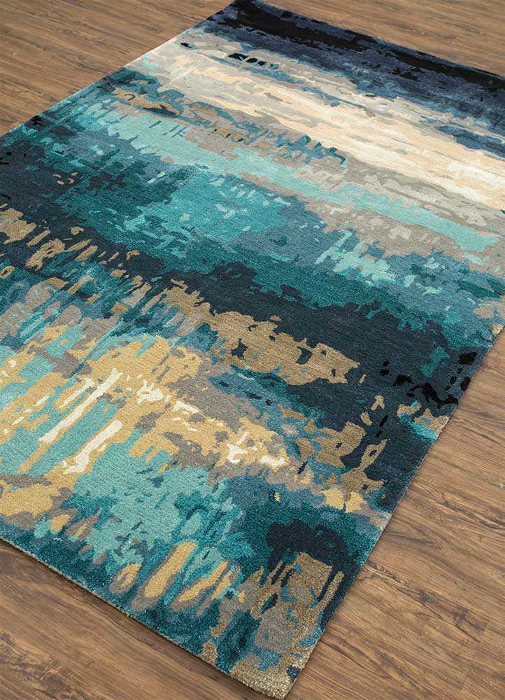 genesis blue wool and viscose Hand Tufted Rug - FloorShot