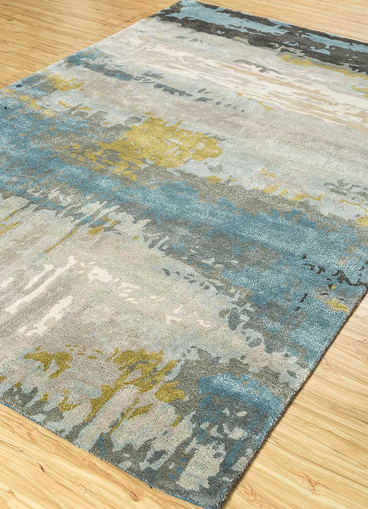 genesis blue wool and viscose Hand Tufted Rug - FloorShot