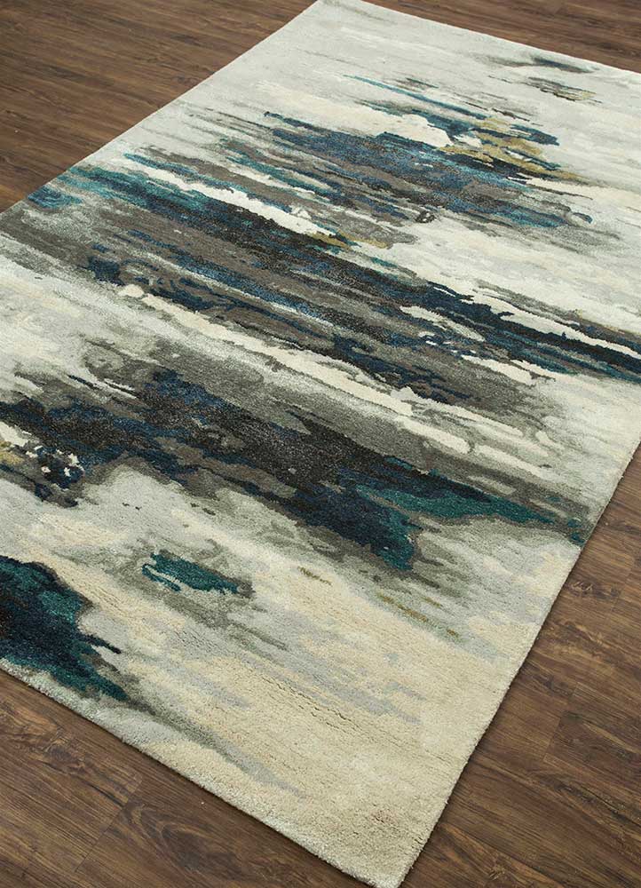 genesis grey and black wool and viscose Hand Tufted Rug - FloorShot