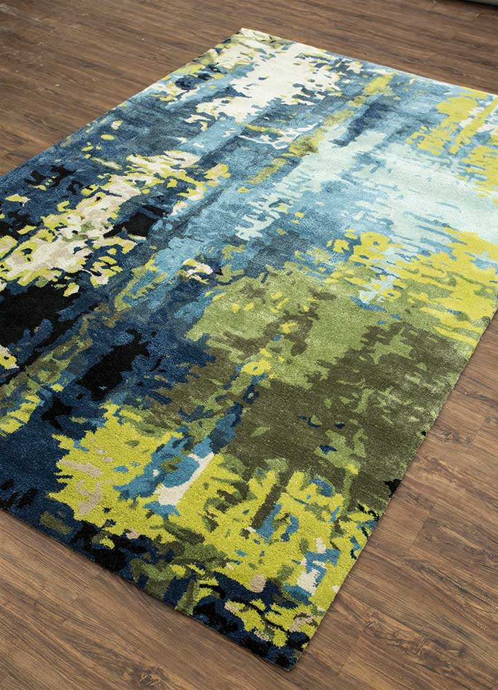 genesis blue wool and viscose Hand Tufted Rug - FloorShot