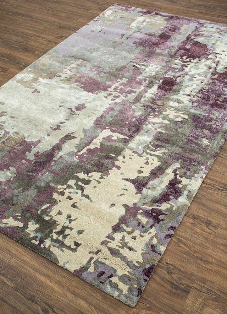 genesis pink and purple wool and viscose Hand Tufted Rug - FloorShot