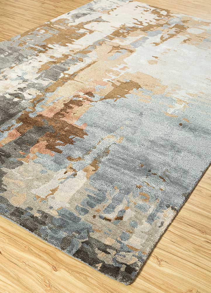 genesis blue wool and viscose Hand Tufted Rug - FloorShot