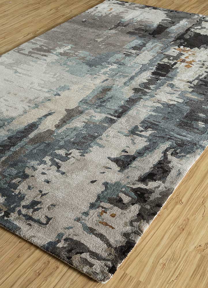 genesis grey and black wool and viscose Hand Tufted Rug - FloorShot