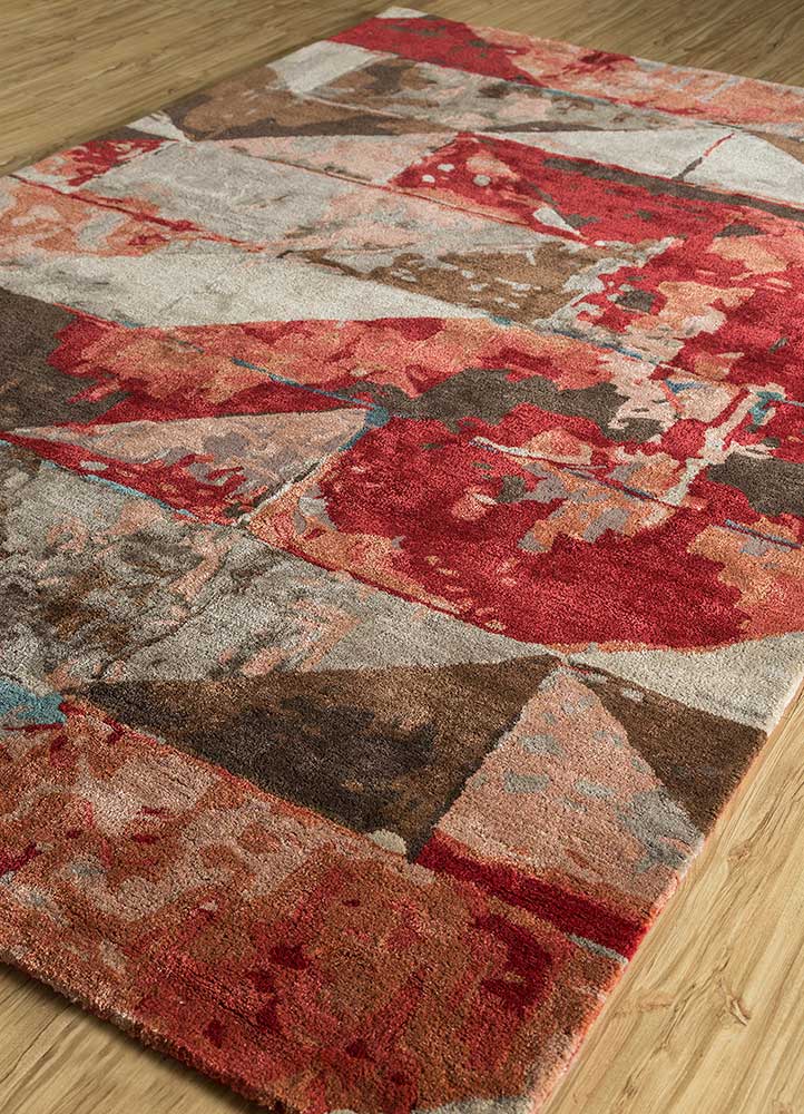 genesis red and orange wool and viscose Hand Tufted Rug - FloorShot