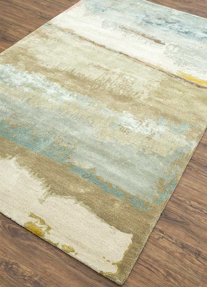 genesis green wool and viscose Hand Tufted Rug - FloorShot