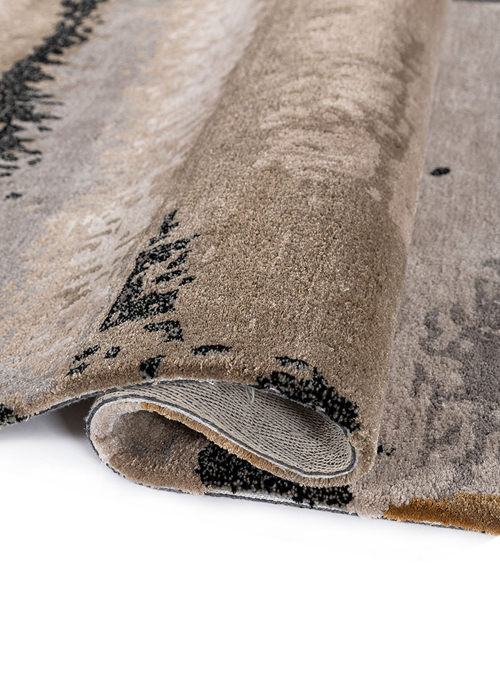 genesis beige and brown wool and viscose Hand Tufted Rug - FloorShot