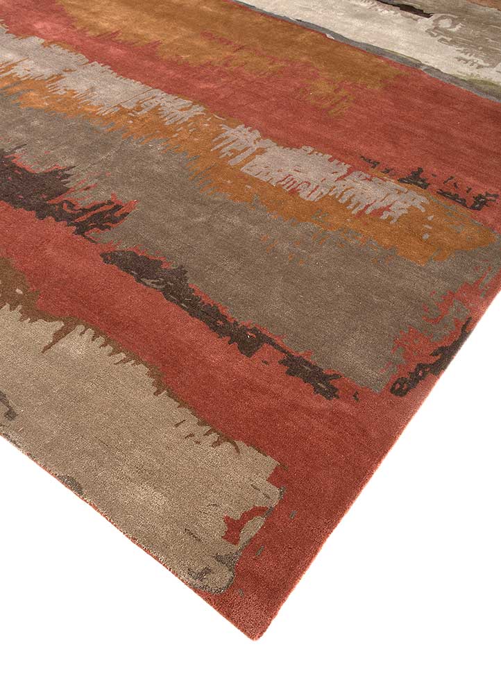 genesis beige and brown wool and viscose Hand Tufted Rug - FloorShot