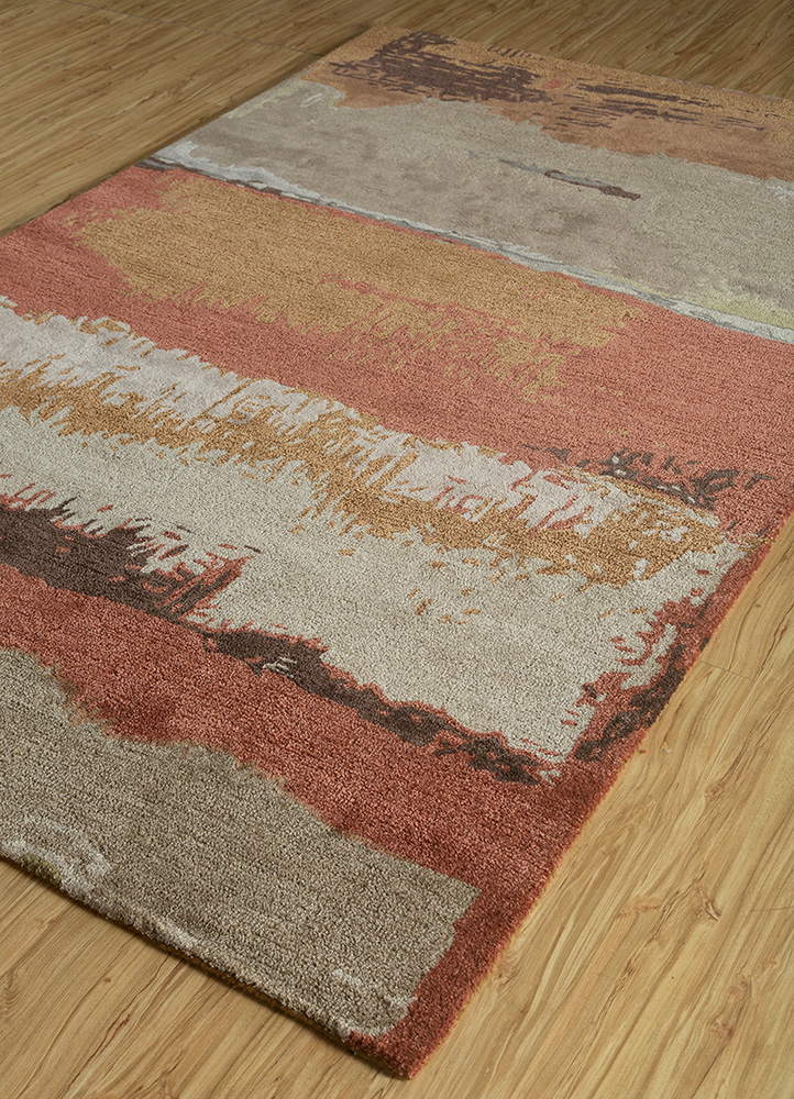 genesis red and orange wool and viscose Hand Tufted Rug - FloorShot