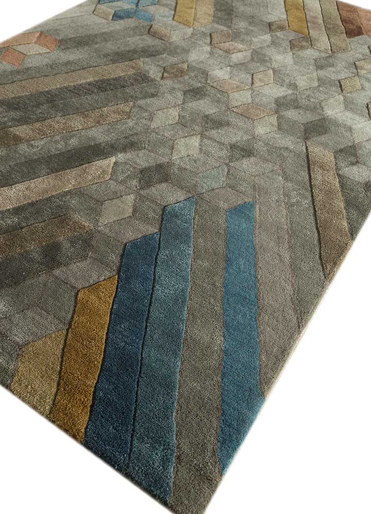 acar beige and brown wool and viscose Hand Tufted Rug - FloorShot