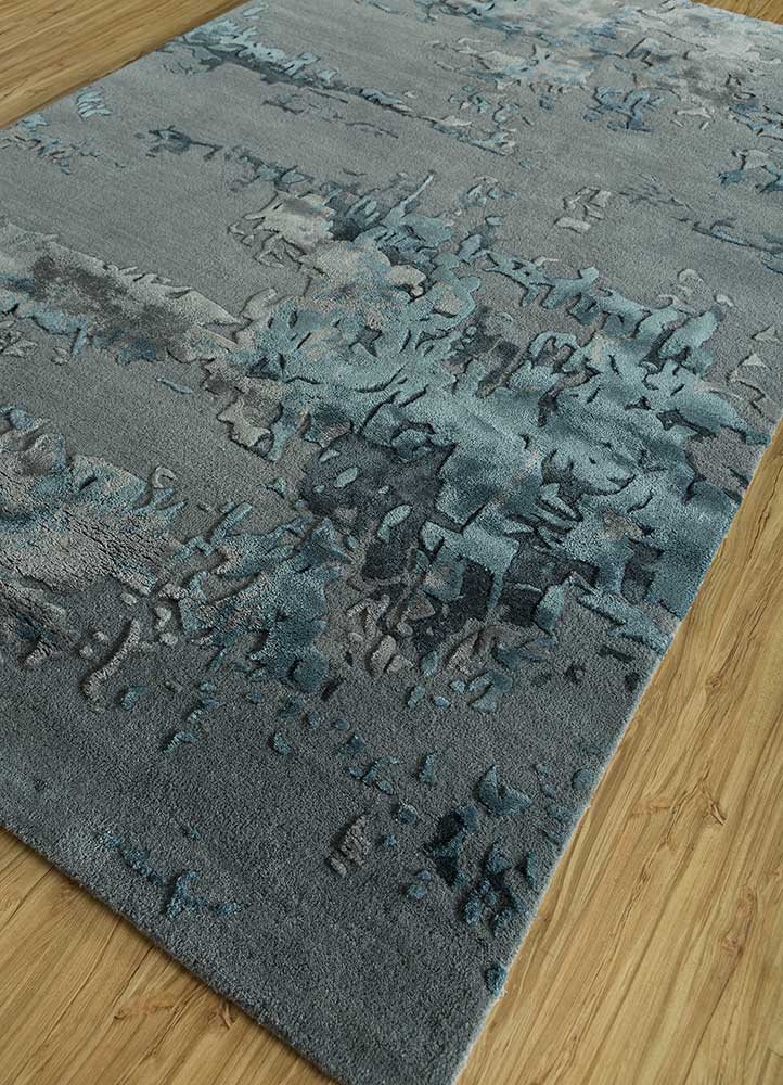 genesis grey and black wool and viscose Hand Tufted Rug - FloorShot