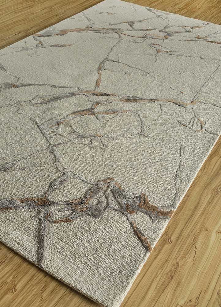 genesis beige and brown wool and viscose Hand Tufted Rug - FloorShot