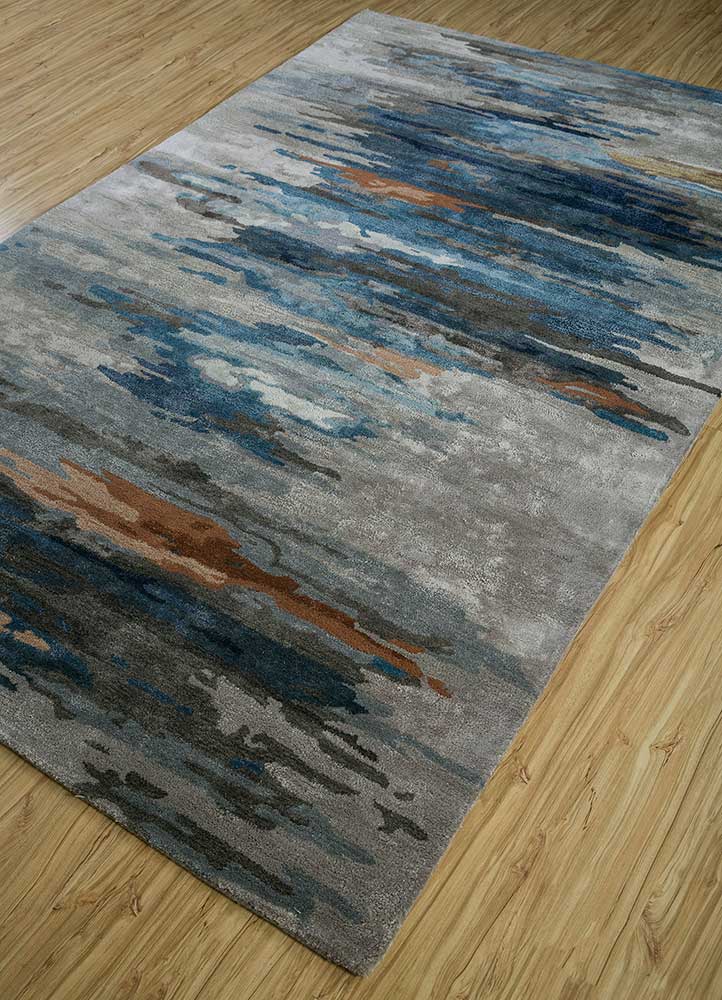 genesis grey and black wool and viscose Hand Tufted Rug - FloorShot