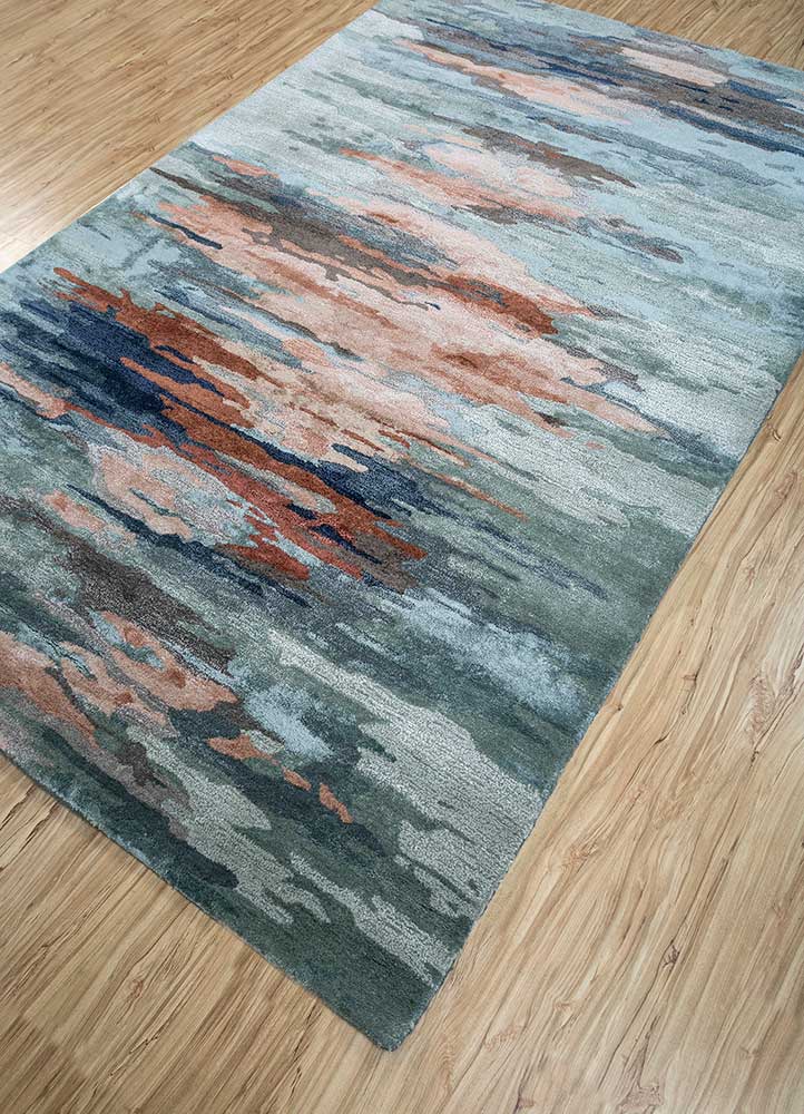 genesis blue wool and viscose Hand Tufted Rug - FloorShot