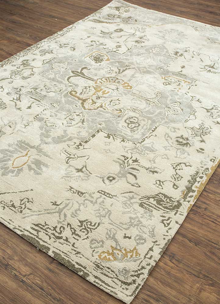 mythos ivory wool and viscose Hand Tufted Rug - FloorShot