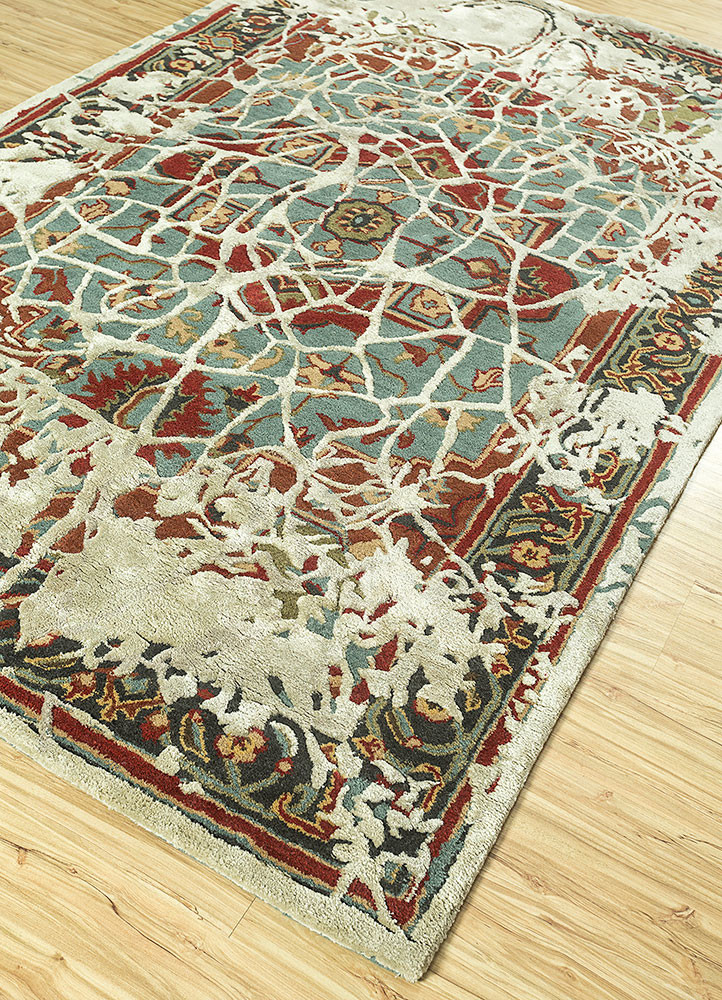mythos blue wool and viscose Hand Tufted Rug - FloorShot mythos blue wool and viscose Hand Tufted Rug - FloorShot