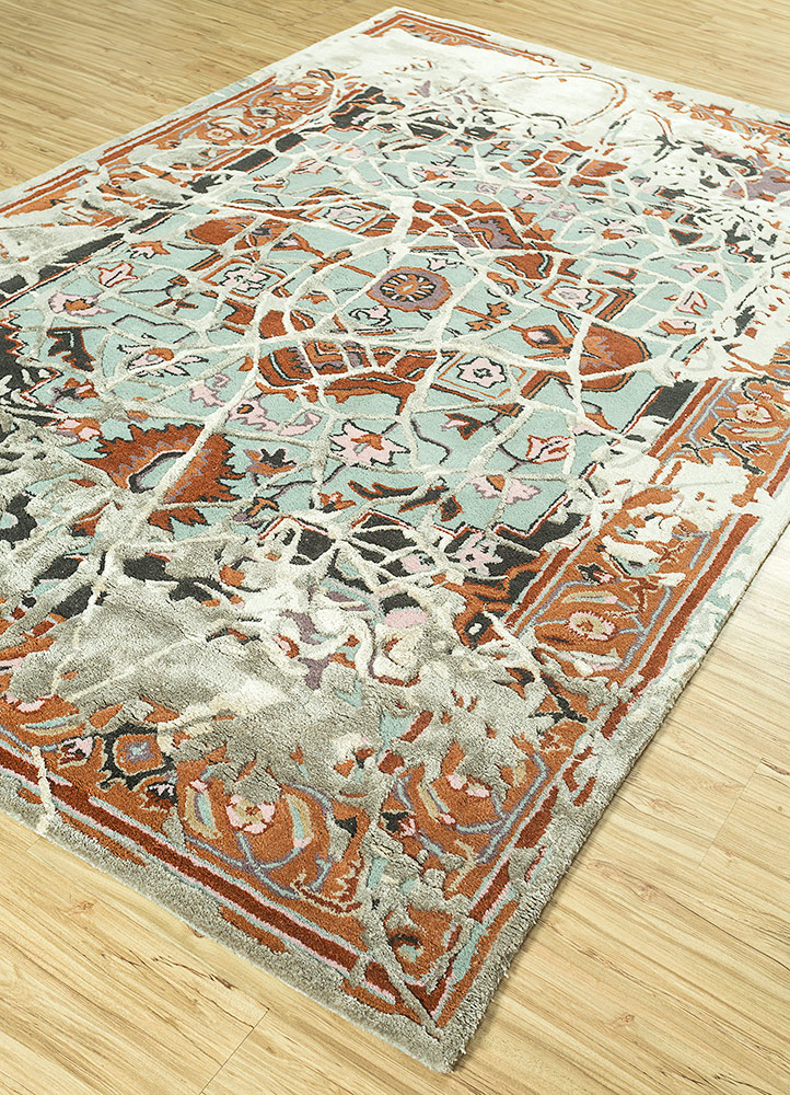 mythos blue wool and viscose Hand Tufted Rug - FloorShot