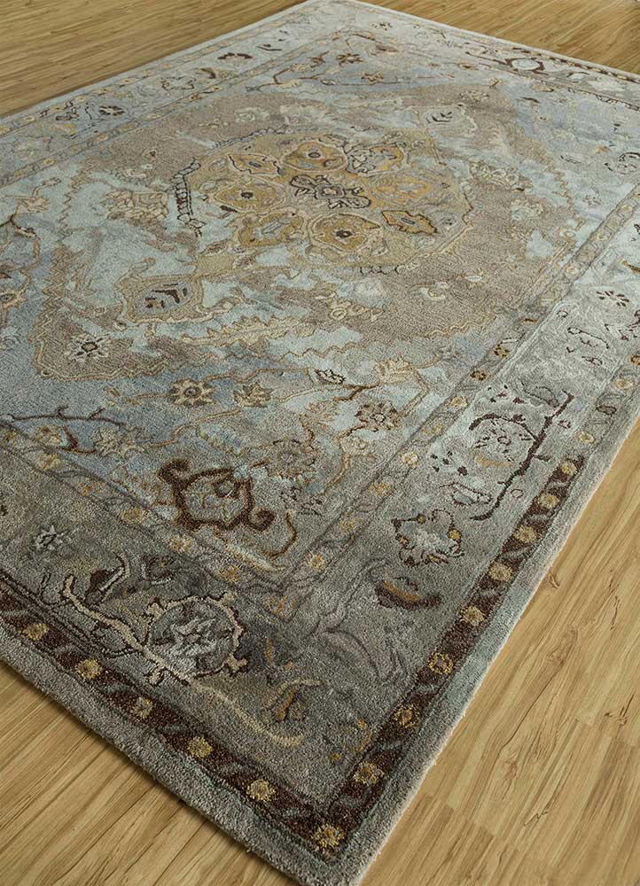 mythos grey and black wool and viscose Hand Tufted Rug - FloorShot