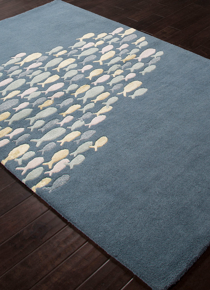 confetti blue wool and viscose Hand Tufted Rug - FloorShot