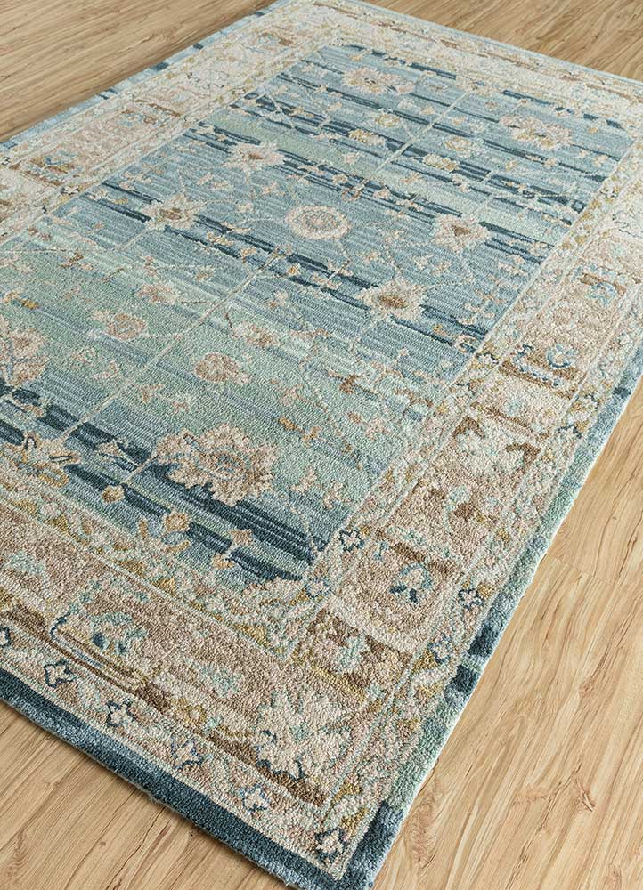 mythos blue wool Hand Tufted Rug - FloorShot