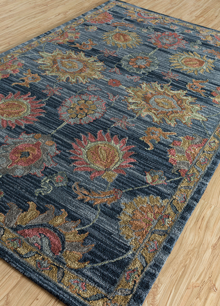 mythos blue wool Hand Tufted Rug - FloorShot