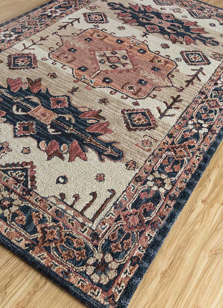 kasbah beige and brown wool Hand Tufted Rug - FloorShot