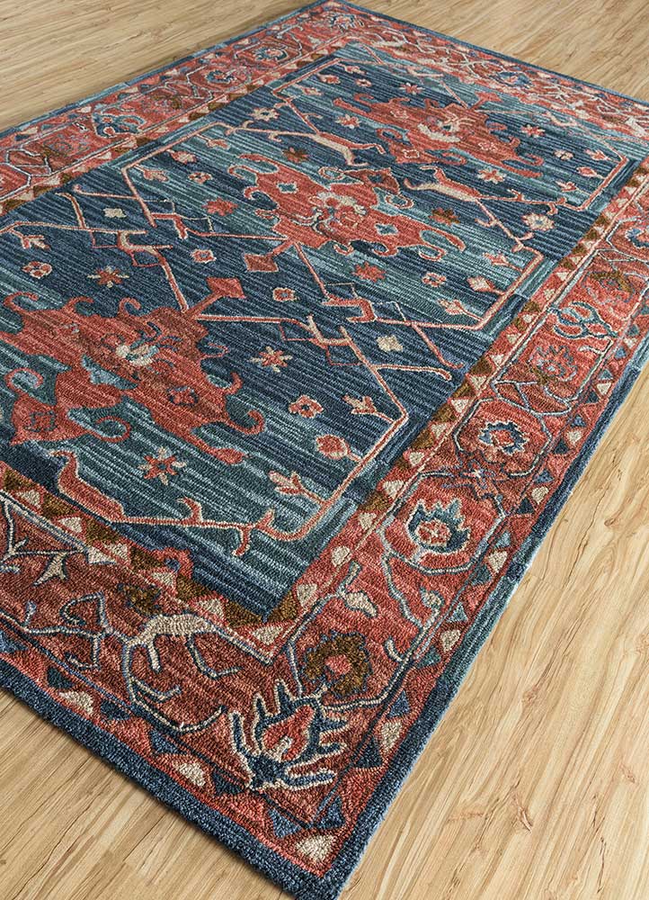 mythos blue wool Hand Tufted Rug - FloorShot