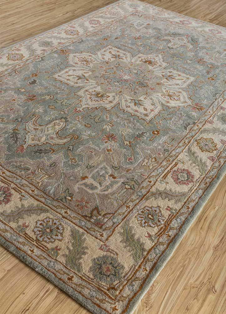 kasbah blue wool Hand Tufted Rug - FloorShot
