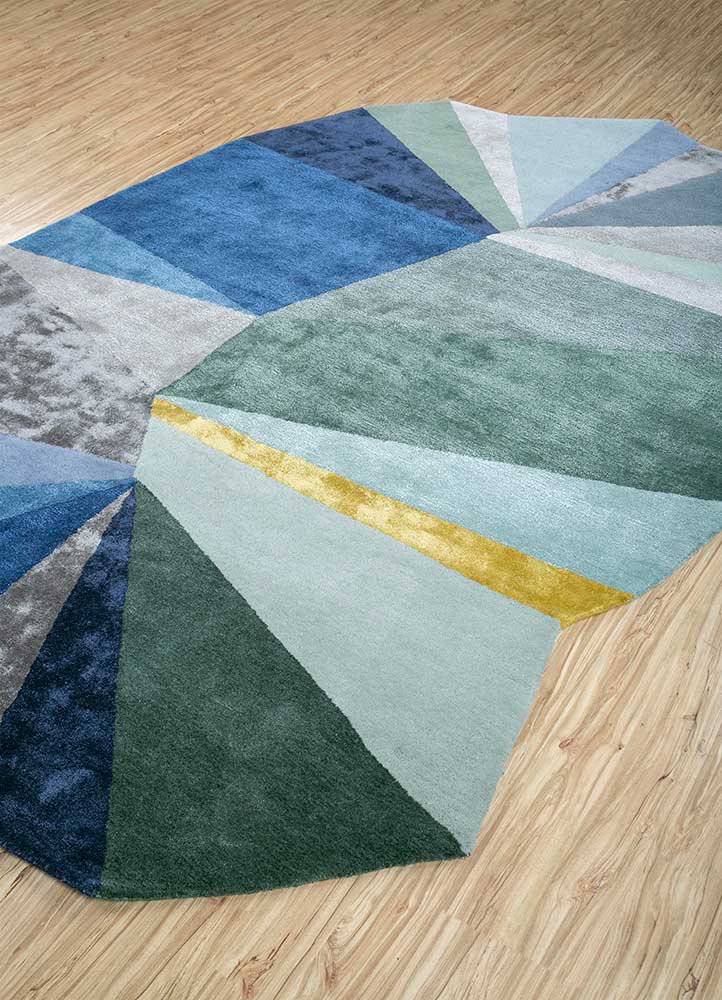 come around blue wool and viscose Hand Tufted Rug - FloorShot