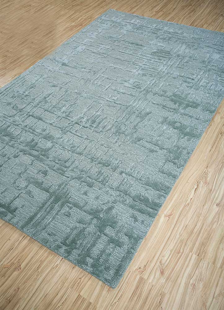 genesis blue wool and viscose Hand Tufted Rug - FloorShot