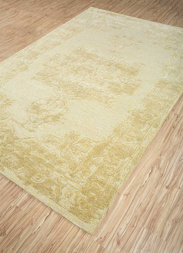 mythos gold wool and viscose Hand Tufted Rug - FloorShot