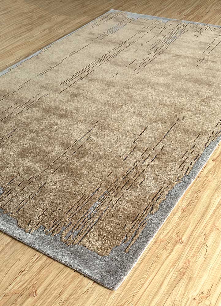 white noise gold wool and viscose Hand Tufted Rug - FloorShot